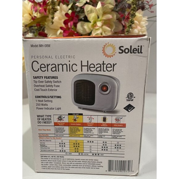 Soleil Personal Electric Ceramic Heater 250W With Safety Features - Picture 2 of 6